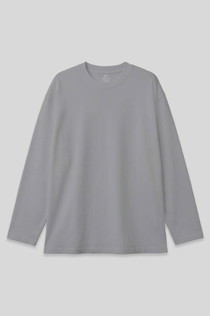 TOMMYLIFE - Tommylife Toptan Gri Basic O Yaka Erkek Sweatshirt - 88107