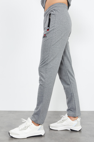 Tommylife Toptan Gri Melanj Dik Yaka Fermuarlı Rahat Form Klasik Paça Erkek Eşofman Takımı - 85072 - Thumbnail