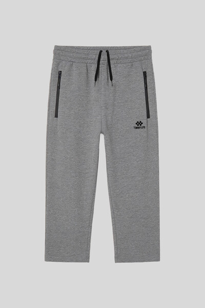TOMMYLIFE - Tommylife Toptan Gri Melanj Fermuar Cepli Klasik Paça Erkek Kapri - 83095