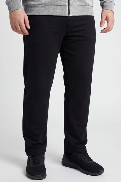 Tommylife Toptan Gri Melanj - Siyah Dik Yaka Klasik Paça Büyük Beden Erkek Eşofman Takım - 85176 - Thumbnail