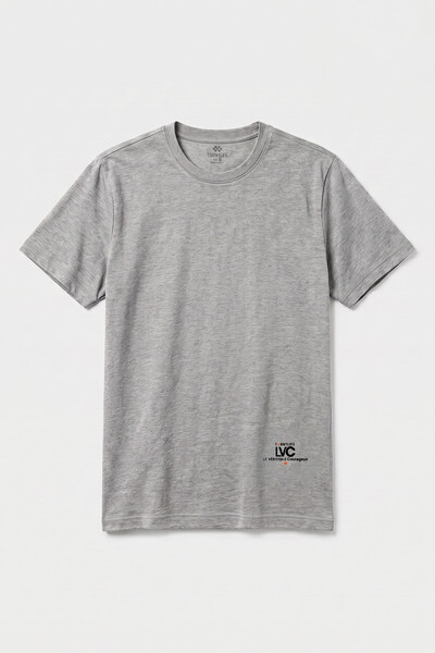 TOMMYLIFE - Tommylife Toptan Gri Melanj Standart Fit Baskılı Kısa Kollu Erkek T-Shirt - 88440