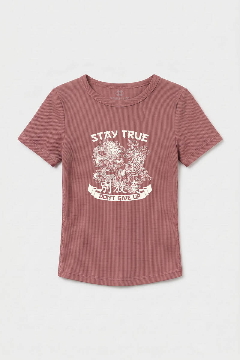 TOMMYLIFE - Tommylife Toptan Gül Kurusu Baskılı O Yaka Kadın T-Shirt - 97201