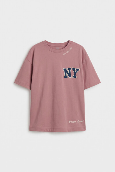 TOMMYLIFE - Tommylife Toptan Gül Kurusu Oversize Kısa Kollu Baskılı Kız Çocuk T-Shirt - 75174