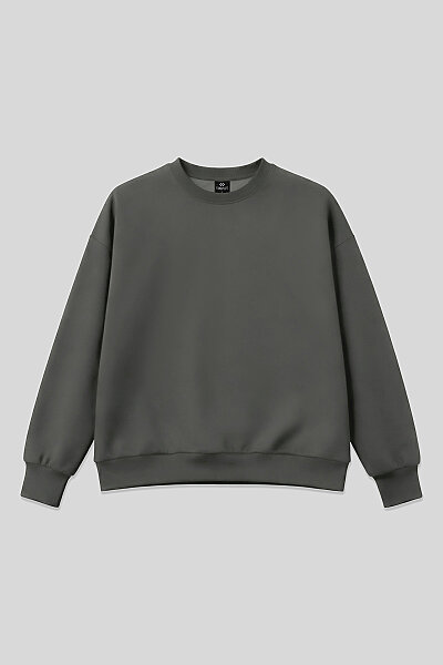 Tommylife Toptan Haki Basic O Yaka Oversize Kadın Sweatshirt - 97053 - 2