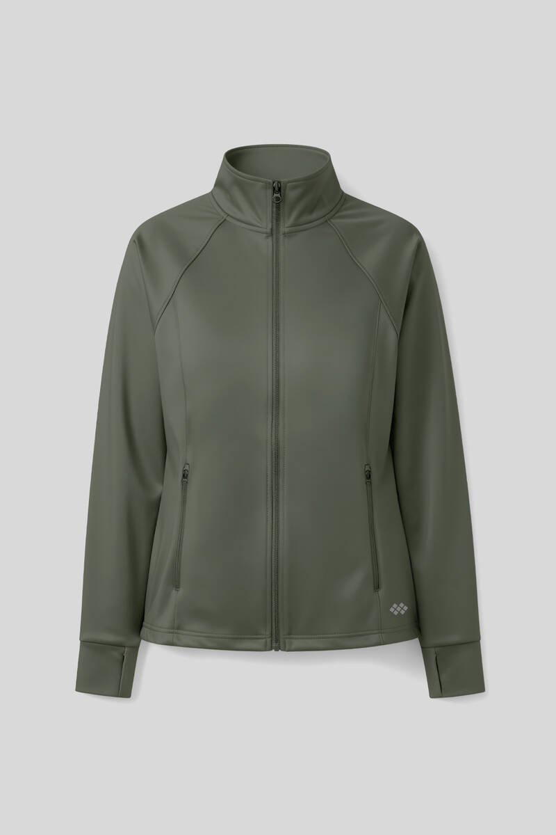 TOMMYLIFE - Tommlife Toptan Haki Fermuarlı Dik Yaka Basic Rahat Form Kadın Koşu Ceketi - 97310