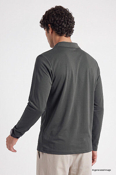 Tommylife Toptan Haki Rahat Form Basic Polo Yaka Erkek T-Shirt - 88512 - 5