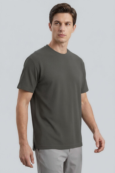 TOMMYLIFE - Tommylife Toptan Haki Rahat Form Esnek Nefes Alabilir Erkek T-Shirt - 88495