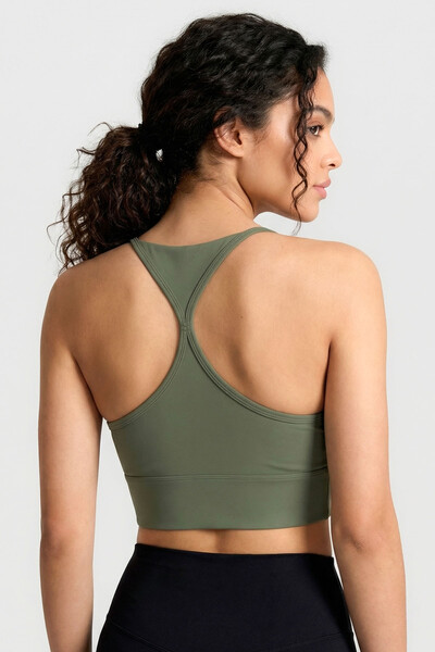 Tommylife Toptan Haki Standart Fit Baskılı Sırt Detaylı Kadın Spor Büstiyer - 97300 - Thumbnail