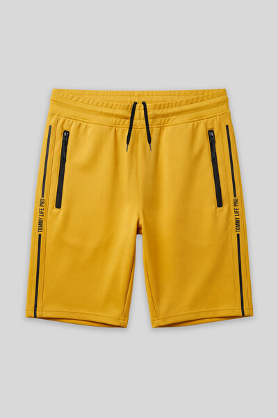 TOMMYLIFE - Tommylife Toptan Hardal Fermuar Cepli Bağcıklı Erkek Şort - 81213