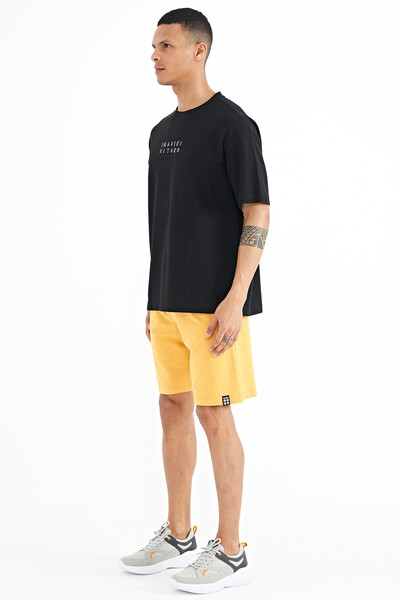 Tommylife Toptan Hardal Yazı Nakış Detaylı Baskılı Standart Kalıp Erkek Şort - 81251 - 3