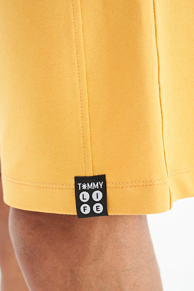 Tommylife Toptan Hardal Yazı Nakış Detaylı Baskılı Standart Kalıp Erkek Şort - 81251 - 7