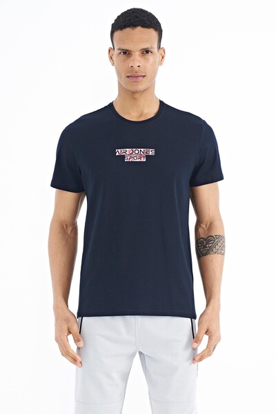 Tommylife Toptan Harley O Yaka Standart Kalıp Baskılı Erkek T-Shirt 88203 Lacivert - Thumbnail