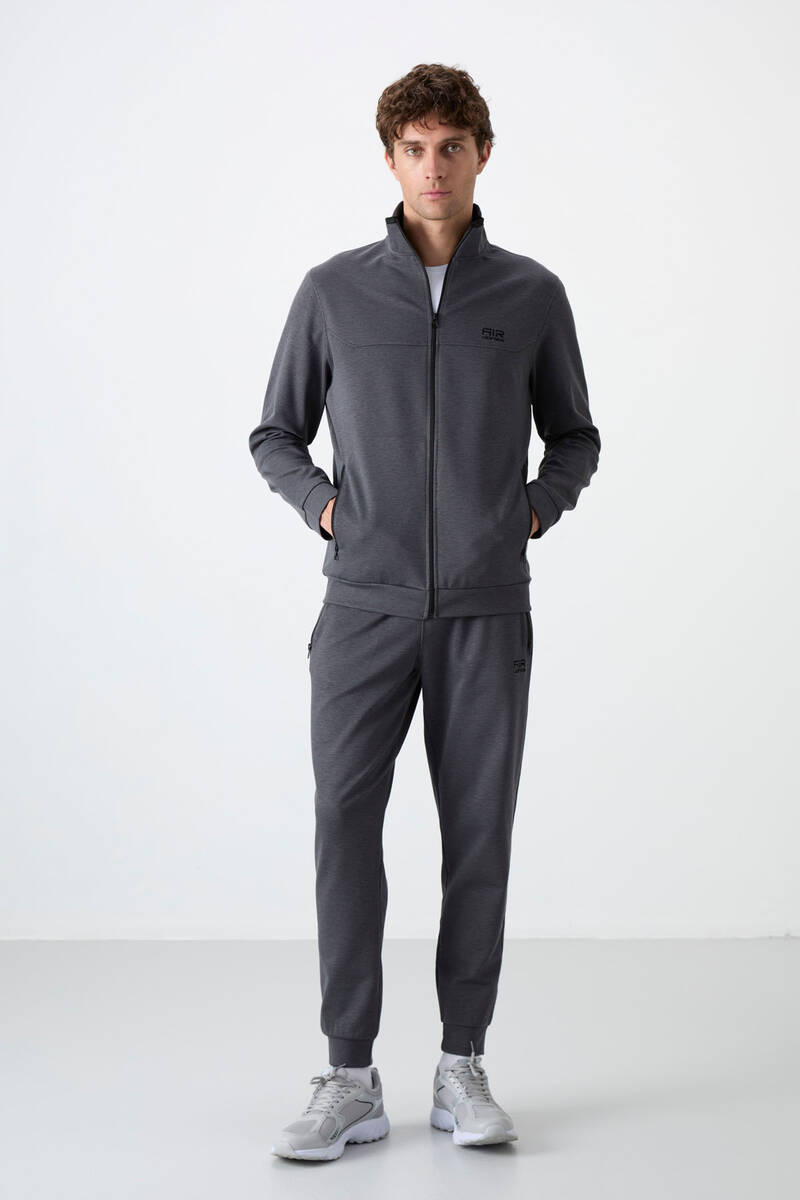 TOMMYLIFE - Tommylife Toptan Hugo Rahat Kalıp Jogger Erkek Eşofman Takım 85198 Koyu Gri