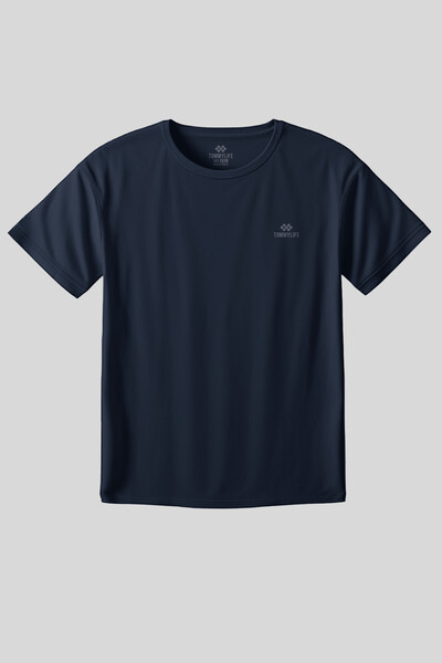 Tommylife Toptan İndigo O Yaka Basic Battal Büyük Beden Kadın T-Shirt - 97308 - Thumbnail