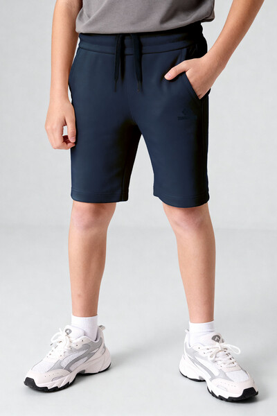 Tommlife Toptan İndigo Standart Fit Basic Performans Erkek Çocuk Şort - 11303 - Thumbnail