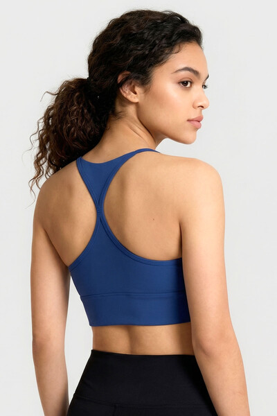 Tommylife Toptan İndigo Standart Fit Baskılı Sırt Detaylı Kadın Spor Büstiyer - 97300 - Thumbnail