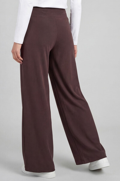 Tommylife Toptan Kahverengi Comfort Fit Geniş Paça Korsajlı Palazzo Kadın Pantolon - 94681 - Thumbnail