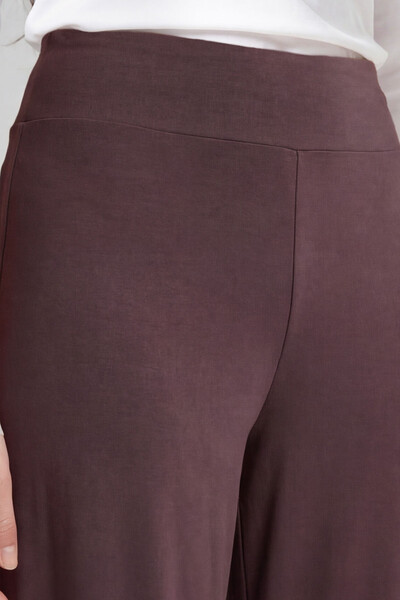 Tommylife Toptan Kahverengi Comfort Fit Geniş Paça Korsajlı Palazzo Kadın Pantolon - 94681 - Thumbnail