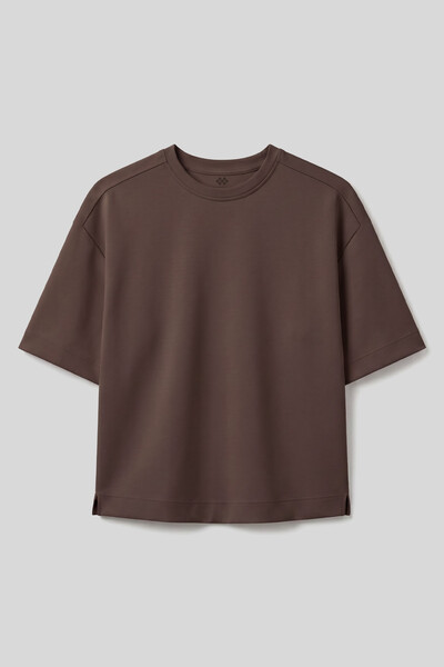 TOMMYLIFE - Tommylife Toptan Kahverengi O Yaka Kısa Kollu Basic T-Shirt - 97316