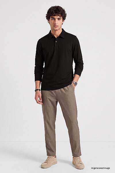 Tommylife Toptan Kahverengi Rahat Form Basic Polo Yaka Erkek T-Shirt - 88512 - 2