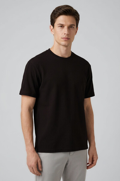 TOMMYLIFE - Tommylife Toptan Kahverengi Rahat Form Esnek Nefes Alabilir Erkek T-Shirt - 88495