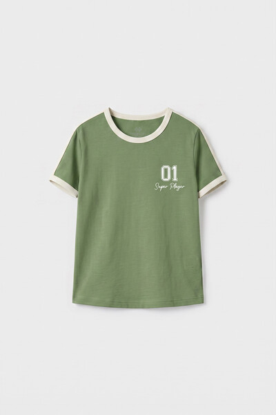 TOMMYLIFE - Tommylife Toptan Kaktüs Omuz Biye Detaylı Baskılı Kız Çocuk T-Shirt - 75181
