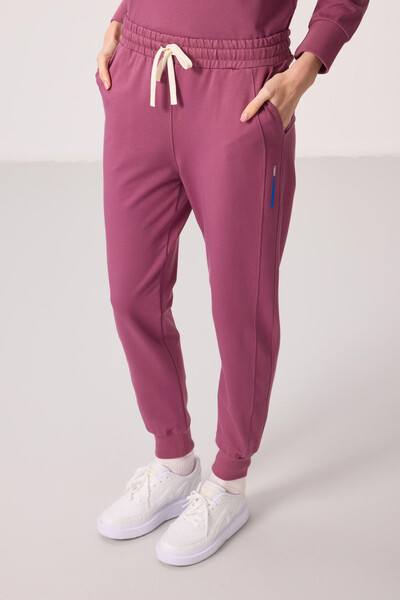 Tommylife Toptan Kapüşonlu Oversize Kadın Eşofman Takım - 95336 Soft Vişne - Thumbnail