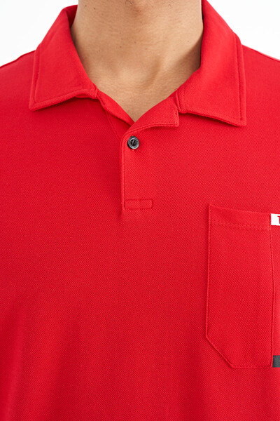 Tommylife Toptan Kırmızı Cep Detaylı Baskılı Standart Kalıp Polo Yaka Erkek T-Shirt - 88241 - Thumbnail