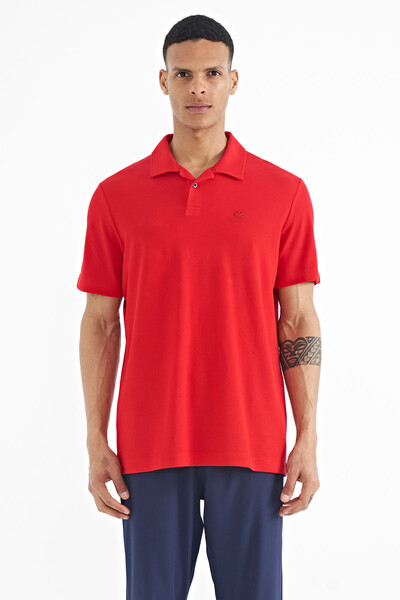 Tommylife Toptan Kırmızı Polo Yaka Logo Nakışlı Standart Form Erkek T-Shirt - 88237 - Thumbnail