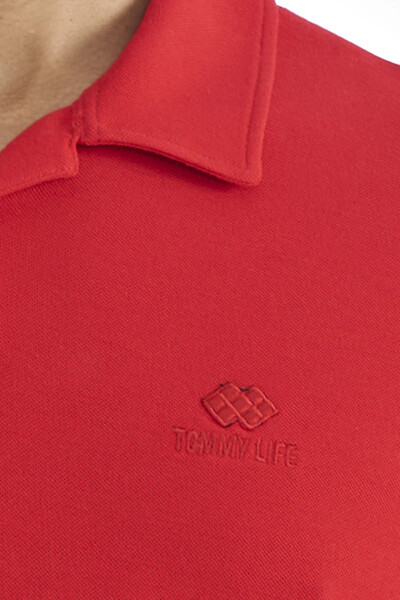 Tommylife Toptan Kırmızı Polo Yaka Logo Nakışlı Standart Form Erkek T-Shirt - 88237 - Thumbnail