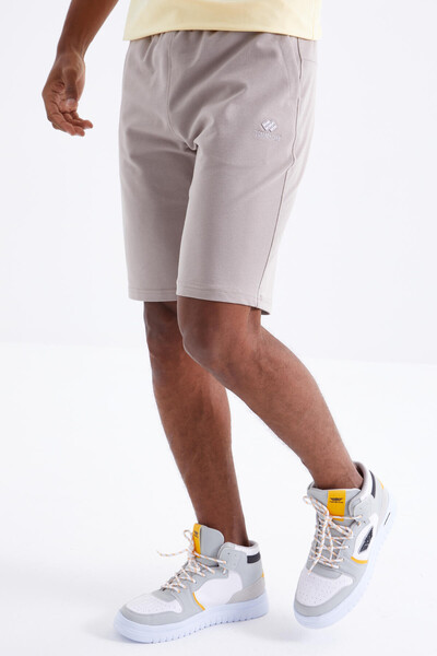 Tommylife Toptan Koyu Bej Bağcıklı Standart Kalıp Basic Erkek Şort - 81212 - Thumbnail