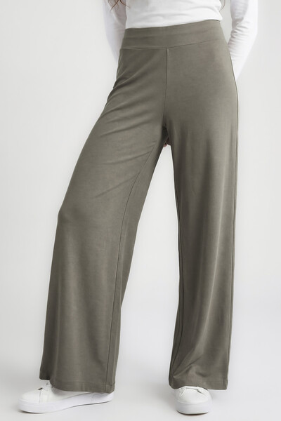 Tommylife Toptan Koyu Bej Comfort Fit Geniş Paça Korsajlı Palazzo Kadın Pantolon - 94681 - Thumbnail