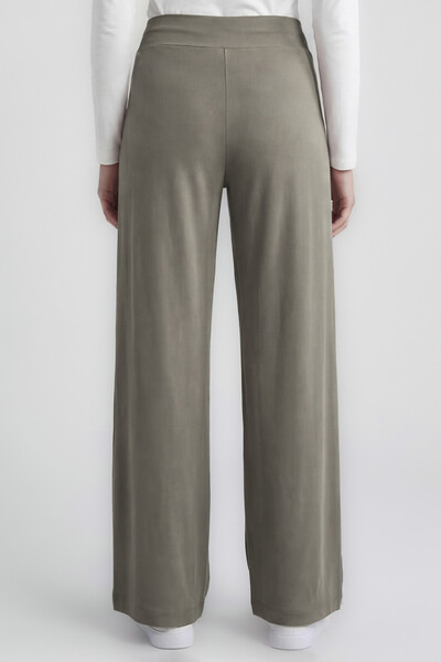Tommylife Toptan Koyu Bej Comfort Fit Geniş Paça Korsajlı Palazzo Kadın Pantolon - 94681 - Thumbnail