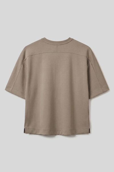 Tommylife Toptan Koyu Bej O Yaka Kısa Kollu Basic T-Shirt - 97316 - Thumbnail