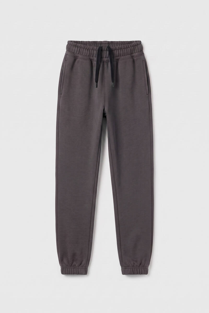 TOMMYLIFE - Tommylife Toptan Koyu Gri Standart Fit Basic Kız Çocuk Eşofman Alt - 75194