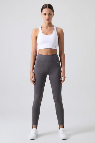 Tommylife Toptan Koyu Gri Standart Fit Esnek Spor Performans Kadın Topuklu Tayt - 94685 - Thumbnail