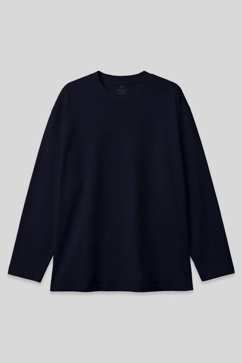 TOMMYLIFE - Tommylife Toptan Lacivert Basic O Yaka Erkek Sweatshirt - 88107
