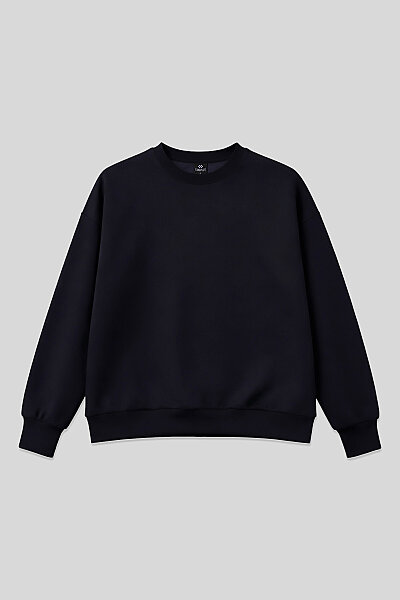 Tommylife Toptan Lacivert Basic O Yaka Oversize Kadın Sweatshirt - 97053 - 2