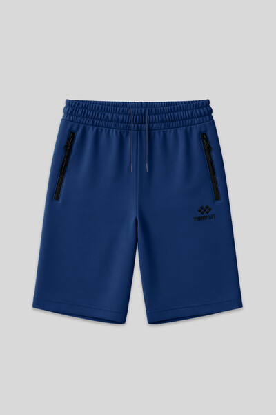 TOMMYLIFE - Tommylife Toptan Lacivert Büyük Beden Fermuar Cep Detaylı Standart Kalıp Erkek Şort - 81151