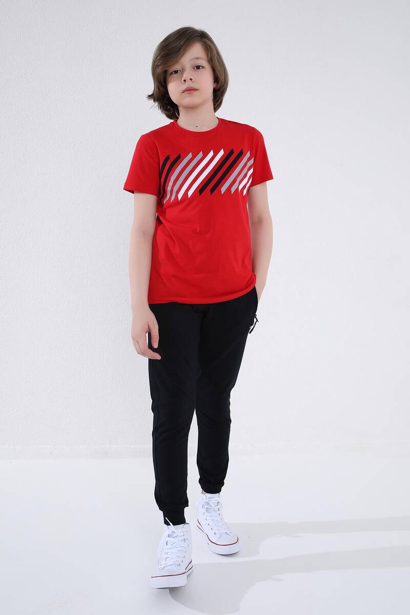 TOMMYLIFE - Tommylife Toptan Lacivert Erkek Çocuk Jogger Fermuarlı Cep Standart Kalıp Manşetli Eşofman Alt - 64042