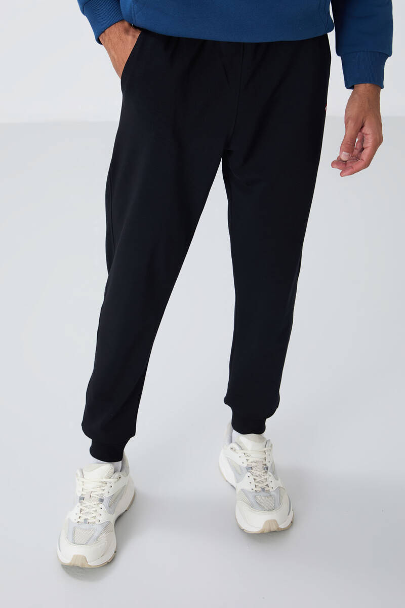 TOMMYLIFE - Tommylife Toptan Lacivert Klasik Cepli Standart Kalıp Manşetli Erkek Eşofman Alt - 84652