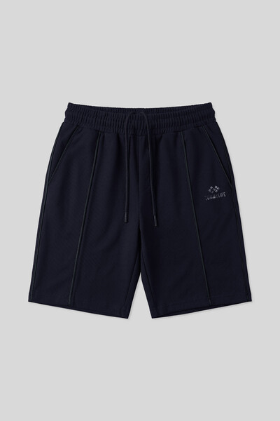 Tommylife Toptan Lacivert Oversize Fit Basic Ön Dikiş Detaylı Erkek Şort - 81283 - Thumbnail