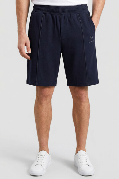 Tommylife Toptan Lacivert Oversize Fit Basic Ön Dikiş Detaylı Erkek Şort - 81283 - Thumbnail