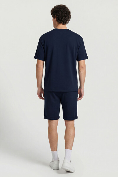 Tommylife Toptan Lacivert Oversize Fit Yumuşak Dokulu Basic Erkek Şort Takım - 85274 - Thumbnail