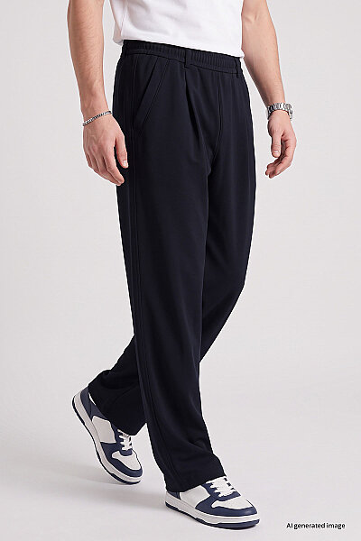 Tommylife Toptan Lacivert Rahat Form Erkek Palazzo Pantolon - 82199 - 2