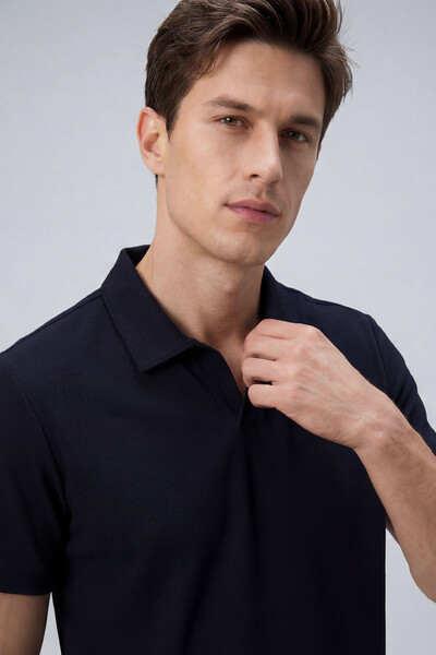 Tommylife Toptan Lacivert Rahat Form Yumuşak Dokulu Polo Yaka Erkek T-Shirt - 88496 - Thumbnail