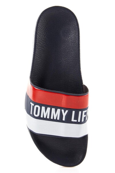 Tommylife Toptan Lacivert Renkli Yazı Baskılı Erkek Terlik - 89085 - Thumbnail