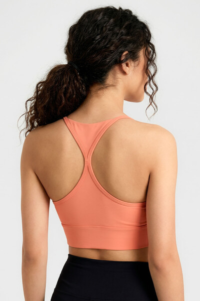 Tommylife Toptan Mercan Standart Fit Baskılı Sırt Detaylı Kadın Spor Büstiyer - 97300 - Thumbnail