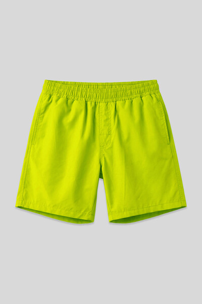 TOMMYLIFE - Tommylife Toptan Neon Sarı Belden Lastikli Standart Kalıp Erkek Deniz Şortu - 81237