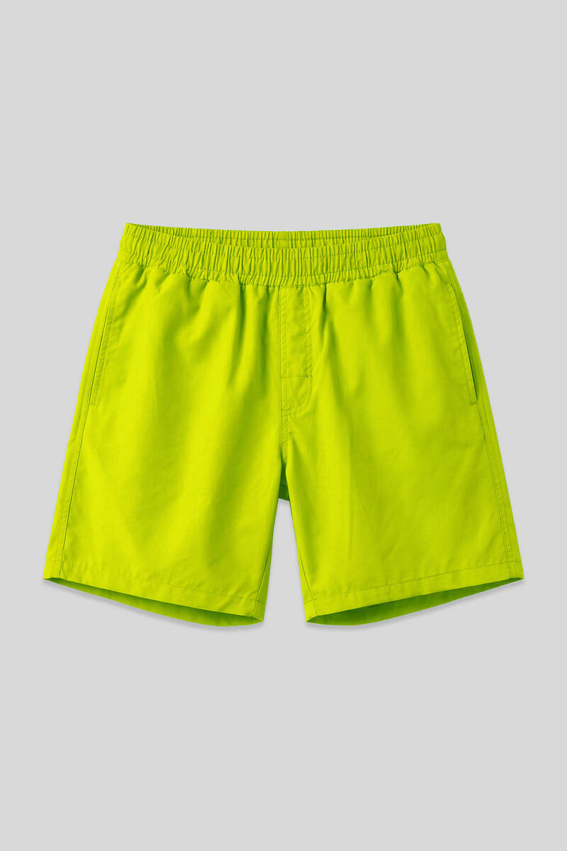 TOMMYLIFE - Tommylife Toptan Neon Sarı Belden Lastikli Standart Kalıp Erkek Deniz Şortu - 81237